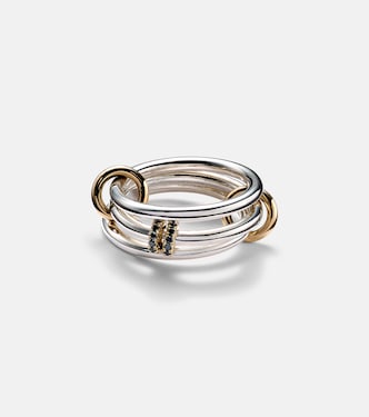Dion SG sterling silver stacked ring with black diamonds | Spinelli Kilcollin