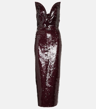 Sequinned bandeau midi dress | Roland Mouret