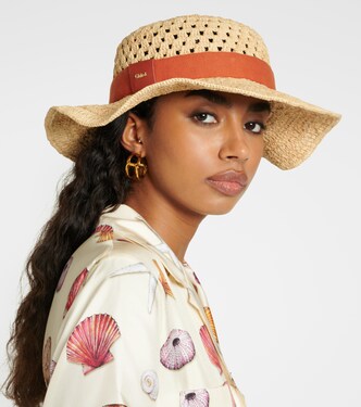 Cappello in rafia con pelle | Chloé