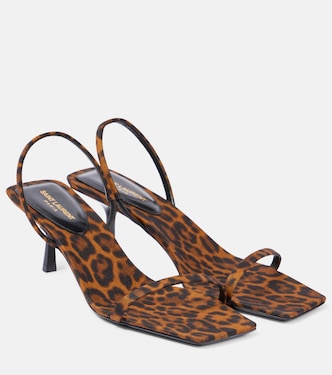 Jaspe 55 leopard-print grosgrain sandals | Saint Laurent