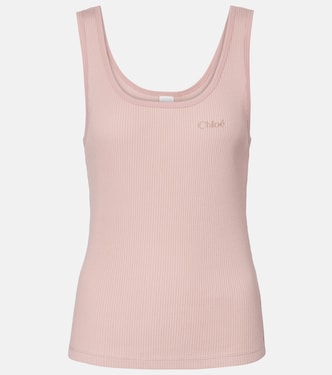 Logo ribbed-knit cotton jersey tank top | Chloé