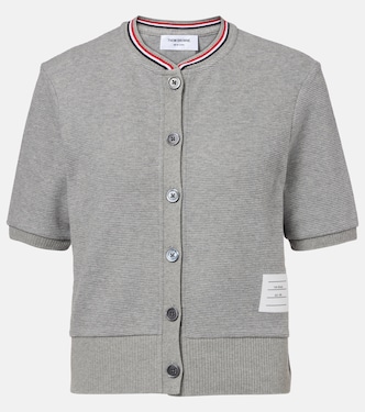 Cropped waffle-knit cotton cardigan | Thom Browne