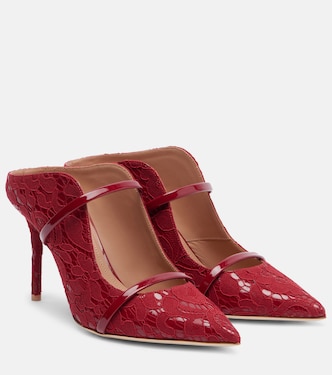Maureen 85 leather-trimmed lace mules | Malone Souliers