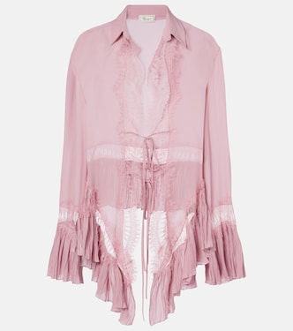 Lace-trimmed sheer georgette shirt | Blumarine