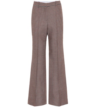 Pantaloni flared a quadri in lana | Victoria Beckham
