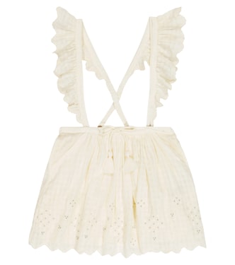 Riola embroidered cotton dungaree dress | Louise Misha