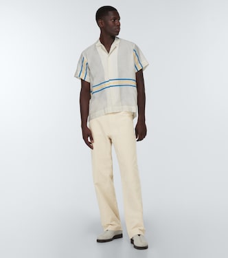 Cotton-blend canvas wide-leg pants | Commas