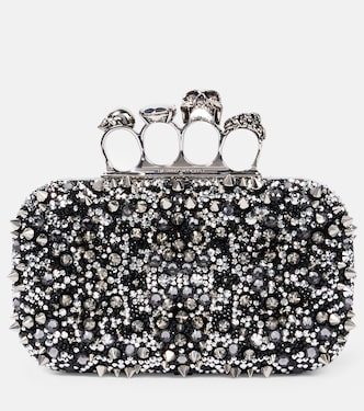 Knuckle embellished leather clutch | McQueen