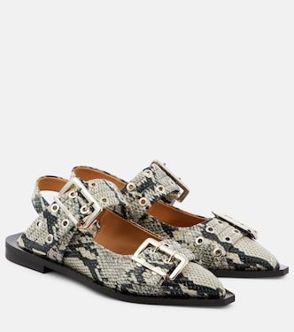 Slingback-Ballerinas aus Lederimitat | Ganni