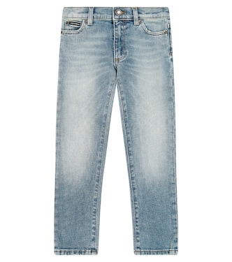 Jeans regular in cotone con logo | Dolce&Gabbana Kids