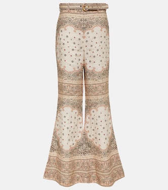 Printed high-rise linen wide-leg pants | Zimmermann