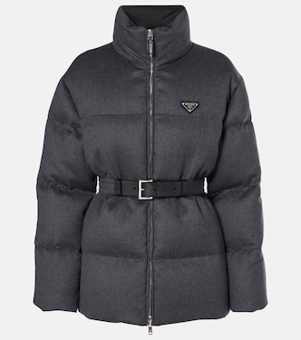 Leather-trimmed wool puffer jacket | Prada