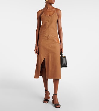 Vestido midi asimétrico de algodón | JW Anderson