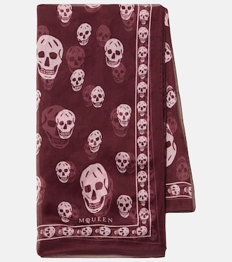Foulard Skull in seta con frange | McQueen