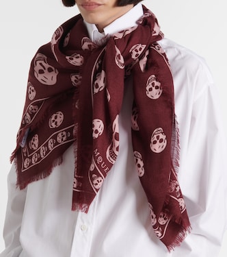 Foulard Skull in seta con frange | McQueen