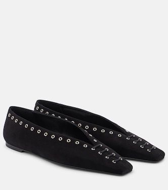 Suede lace-up ballet flats | Toteme