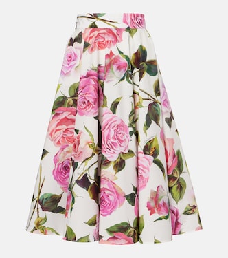 Falda midi de algodón floral | Dolce&Gabbana