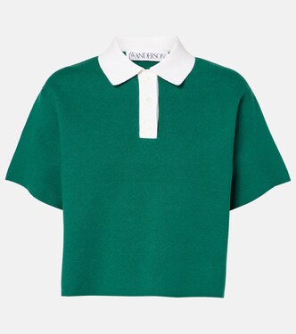 Cropped cotton and cashmere polo shirt | JW Anderson