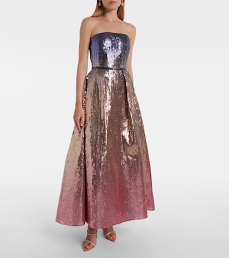 Ombré sequined strapless gown | Elie Saab