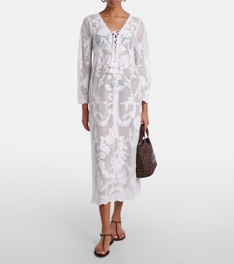 Embroidered sheer cotton kaftan | Juliet Dunn