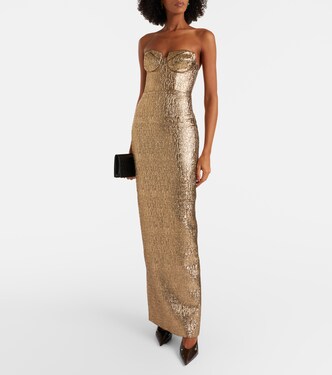 Lamé jacquard bustier gown | Roland Mouret