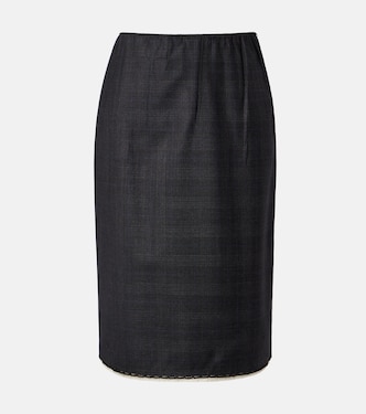 Checked wool pencil skirt  | Prada