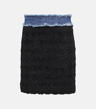 Minifalda de bouclé con ribete en denim | Dolce&Gabbana