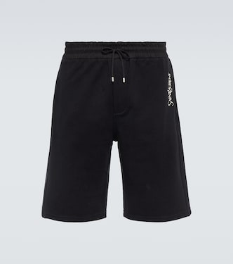 Embroidered cotton jersey track shorts | Saint Laurent