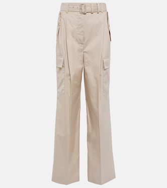 Pantaloni cargo in misto cotone a vita alta | Prada