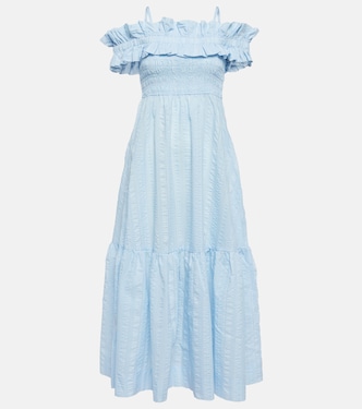 Ruched off-shoulder maxi dress | Ganni