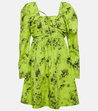 Vestido corto de algodón estampado | Ganni