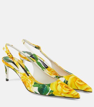 Pumps slingback in canvas con stampa | Dolce&Gabbana