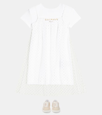 Abito in jersey di cotone a pois | Balmain Kids