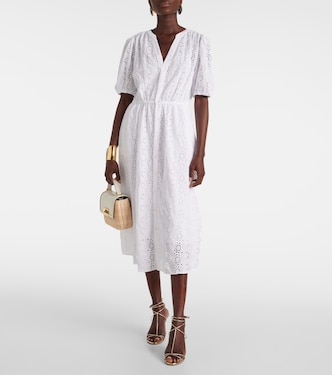 Broderie anglaise cotton midi dress | Velvet