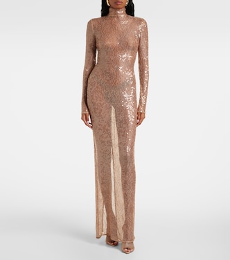 Sequined turtleneck sheer maxi dress | Magda Butrym