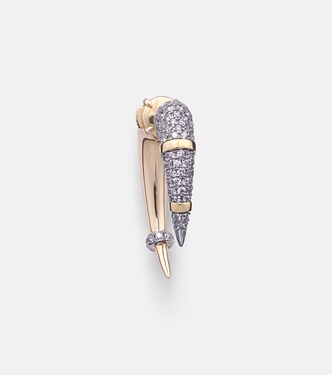 Orecchino singolo Horn in oro 14kt con diamanti | Rainbow K