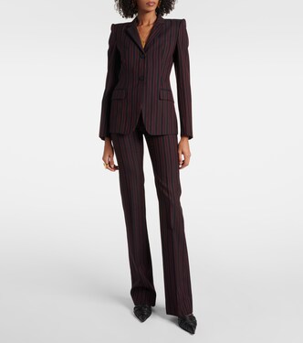 Pantalon droit rayé en laine | McQueen