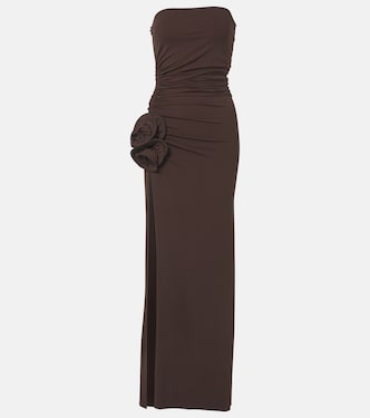 Floral-appliqué ruched jersey maxi dress | Magda Butrym