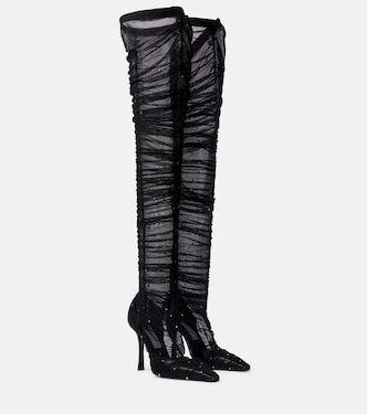 Lotta 100 embellished tulle over-the-knee boots | Jimmy Choo