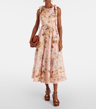 Abito midi Acacia in lino e sangallo | Zimmermann