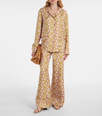 Floral silk twill pijama shirt | La DoubleJ