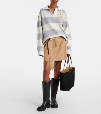Striped wool and cotton-blend polo shirt | Moncler