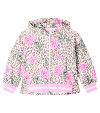 Floral leopard-print cotton-blend jacket | Monnalisa