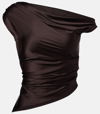 Phare one-shoulder silk-blend satin top | Staud