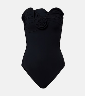 Floral-appliqué strapless swimsuit | Magda Butrym