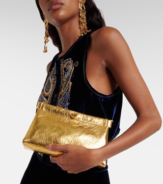 Clutch Talk Small de piel metalizada | Etro