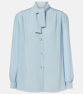 Tie-neck silk crêpe de chine shirt | Valentino