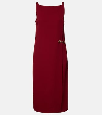 Horsebit绉纱中长连衣裙 | Gucci