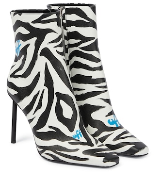 Allen zebra-print leather ankle boots | Off-White