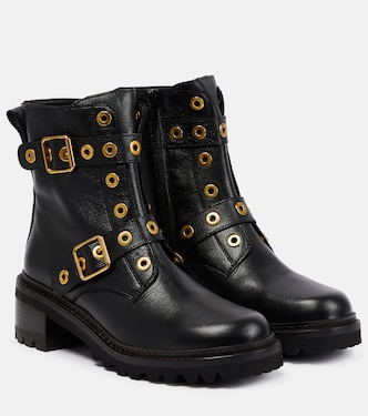 Embellished leather ankle boots | See By Chloé